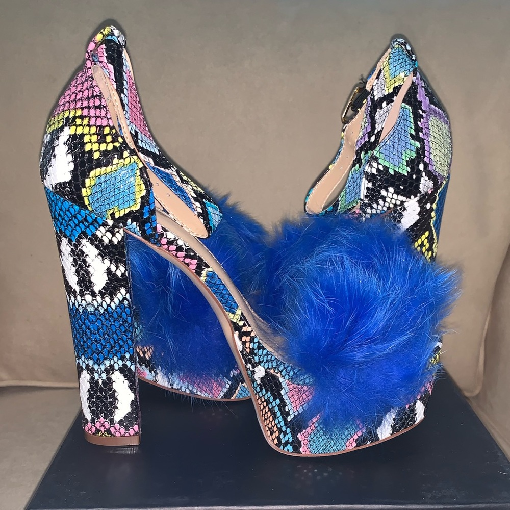 Multicolor Snake Skin Platform Heel Sandal